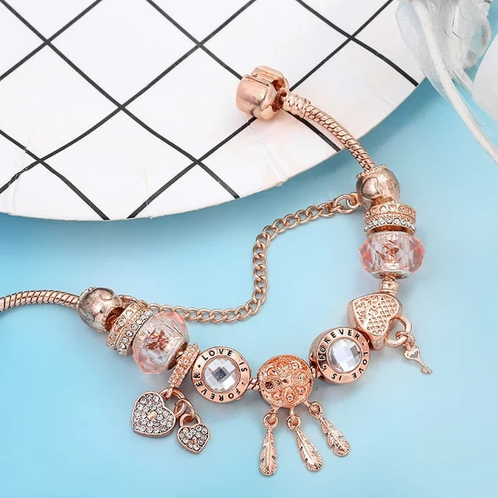 Pulsera Rose Atrapasueños con Dijes Incluidos en Plata - Image 3